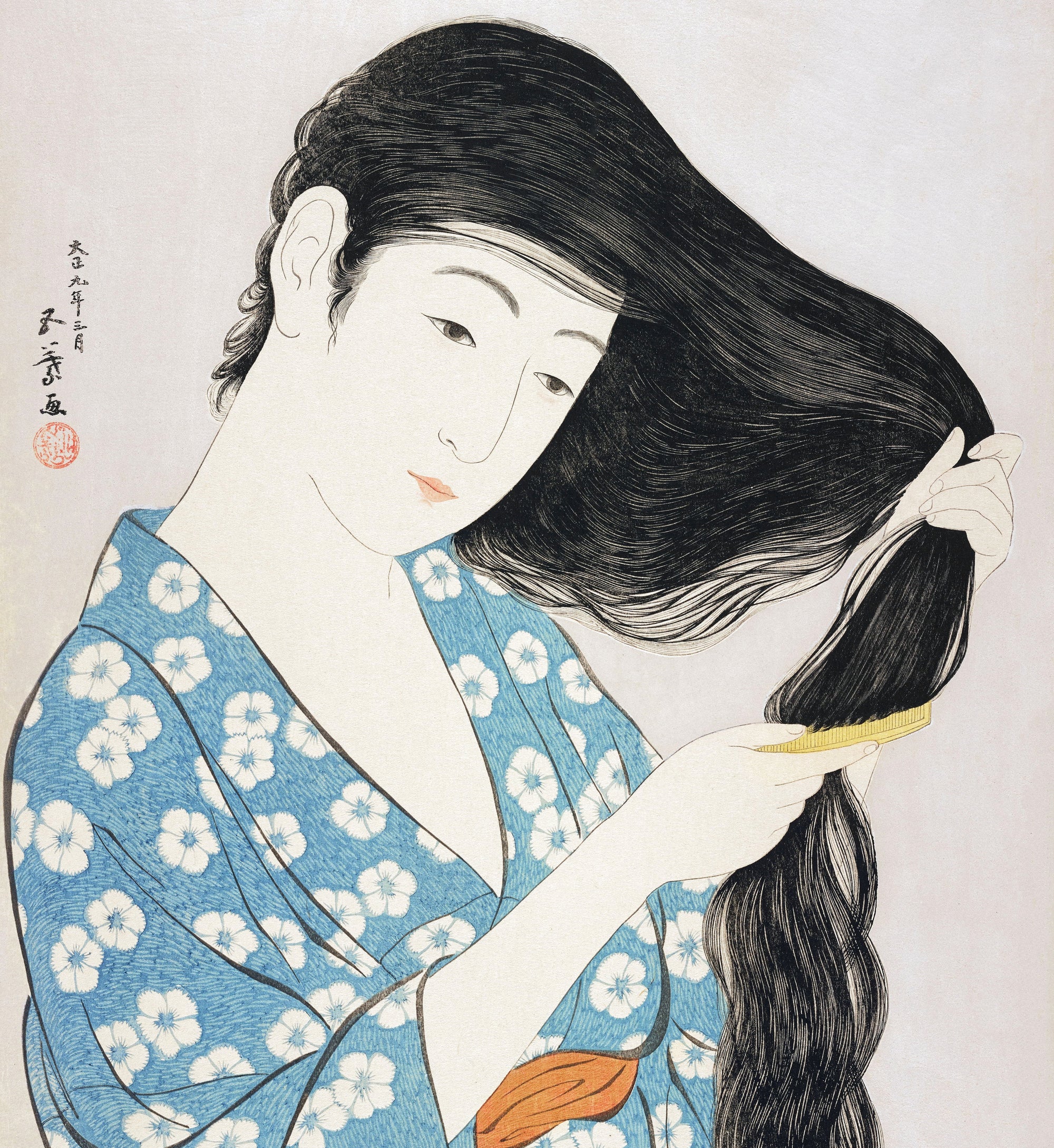 Woman Combing her Hair