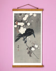 Crow on a cherry branch