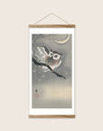 Owl in ginkgo – Ohara Koson art print 30 x 60 cm with wooden poster hanger