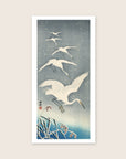 Descending egrets in snow – Ohara Koson art print 30 x 60 cm