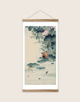 Frog and tadpoles – Ohara Koson art print 30 x 60 cm with wooden poster hanger