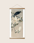 Myna on Magnolia Branch – Ohara Koson art print 30 x 60 cm with wooden poster hanger