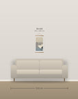 Two cranes – size comparison, 30 x 60 cm above a 210 cm sofa