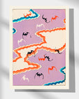 Japanese bats and stylized clouds decorative pattern from Shin Bijutsukai, Meiji period Japanese design.