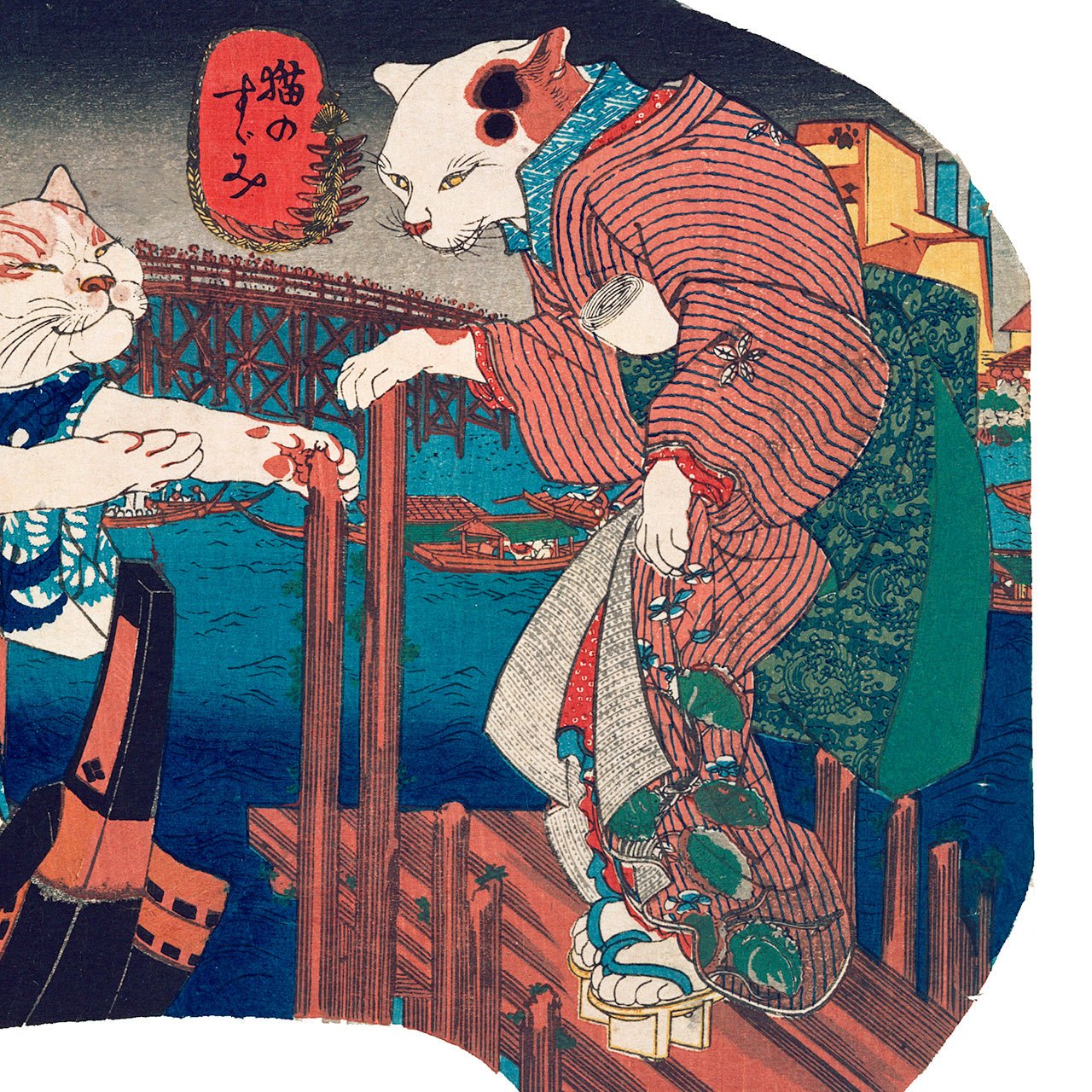 Cats Enjoying the Evening Cool - Japonica Graphic