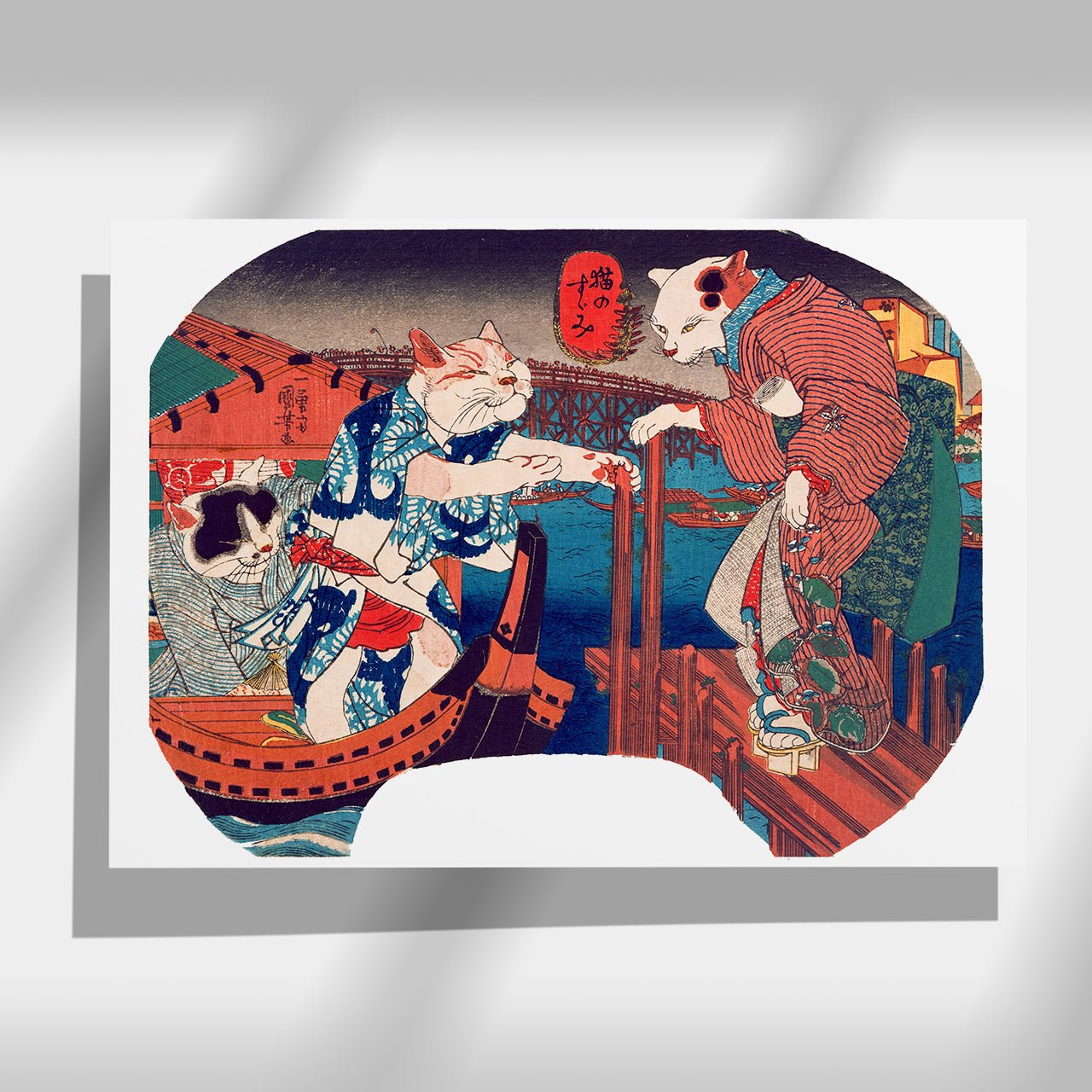 Cats Enjoying the Evening Cool - Japonica Graphic