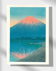 Japanese Art Poster by Kawase Hasui, Mt. Fuji turning pink in the morning glow