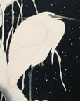 Egret in snow - Japonica Graphic