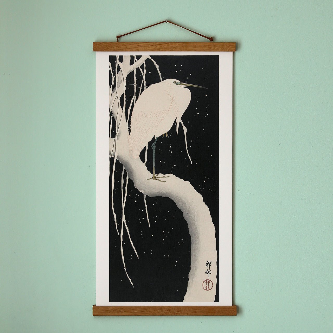 Egret in snow - Japonica Graphic