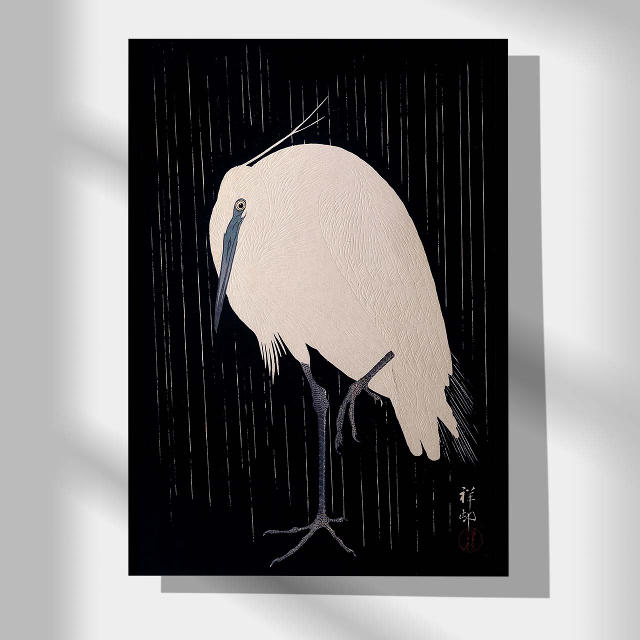 Egret in the rain - Japonica Graphic