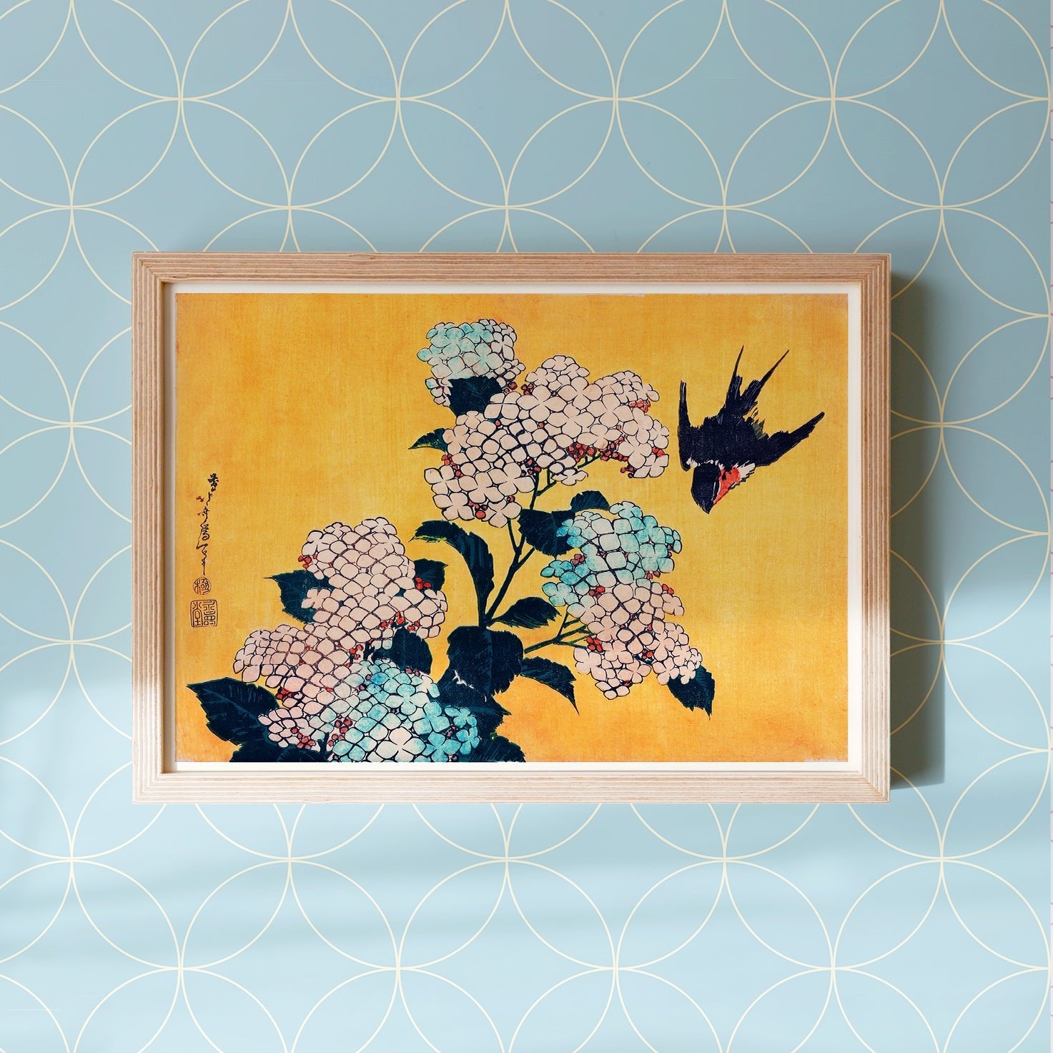 Hydrangea and swallow - Japonica Graphic