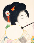 Lady holding a firefly basket with a fan in her mouth - Japonica Graphic
