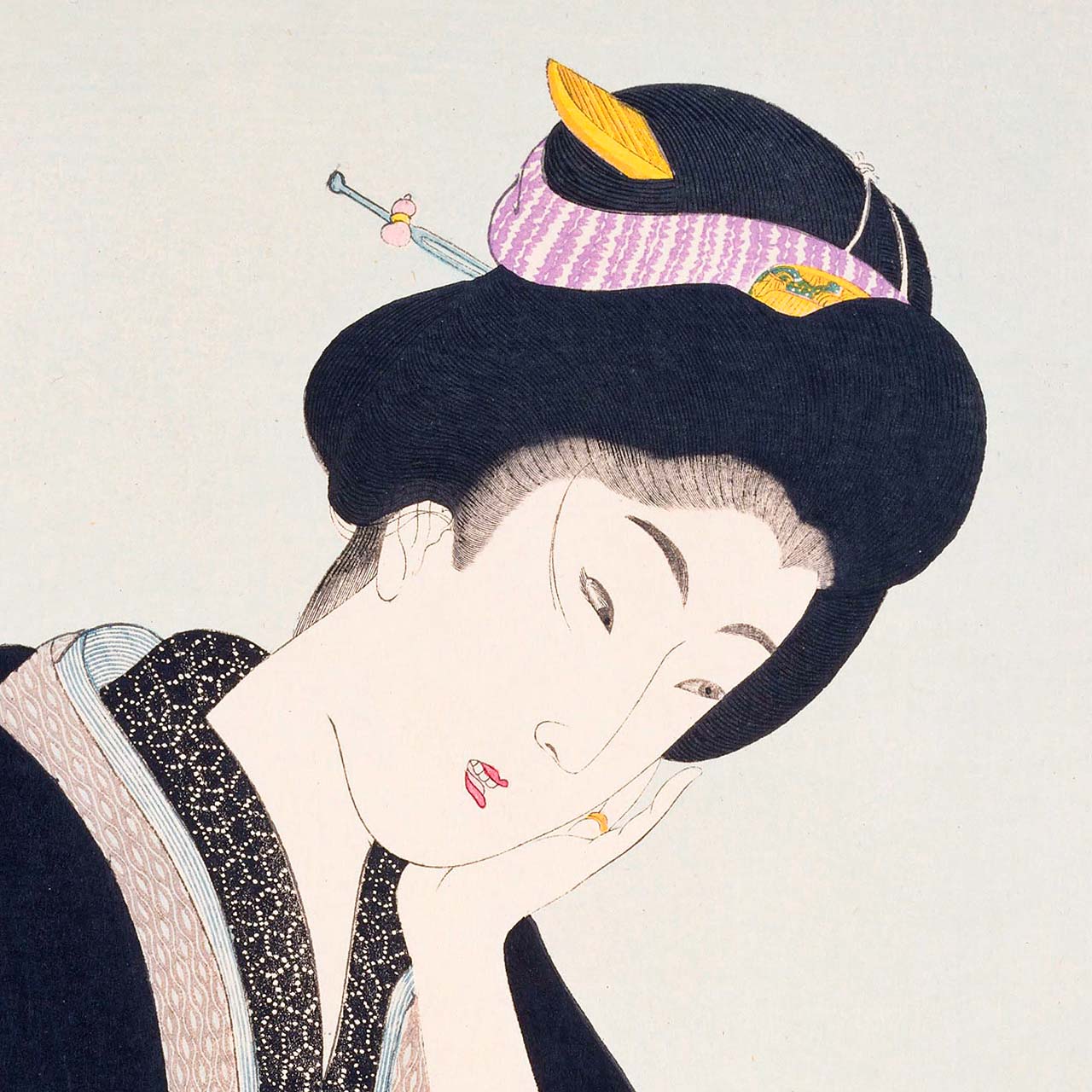 Lady reading newspaper - Japonica Graphic