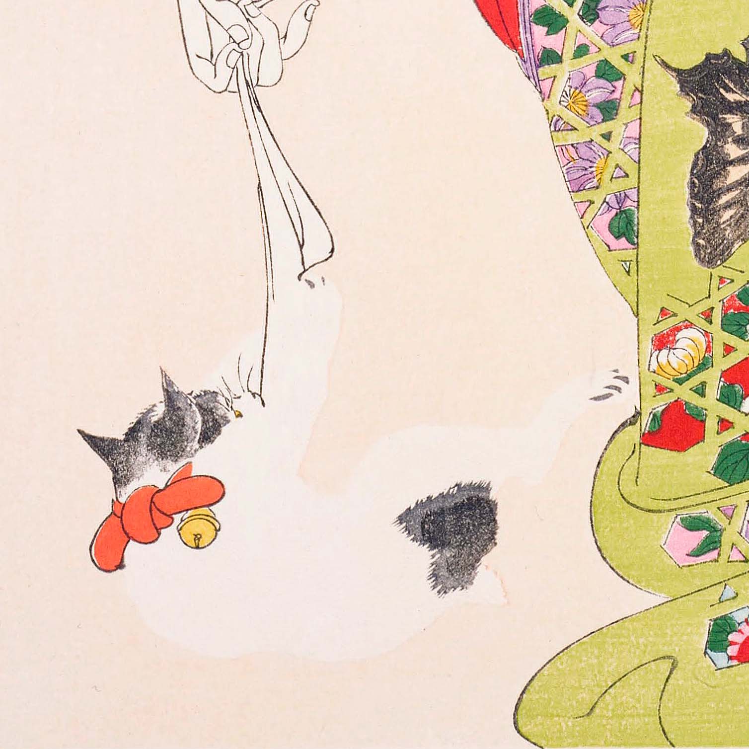 Lady who plays with cats - Japonica Graphic