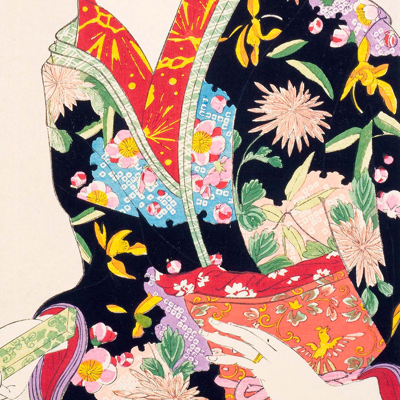 Lady with a feather - Japonica Graphic