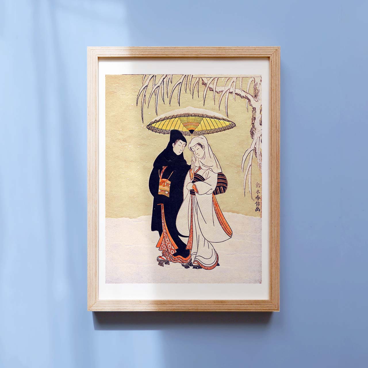 Lovers Beneath an Umbrella in the Snow - Japonica Graphic