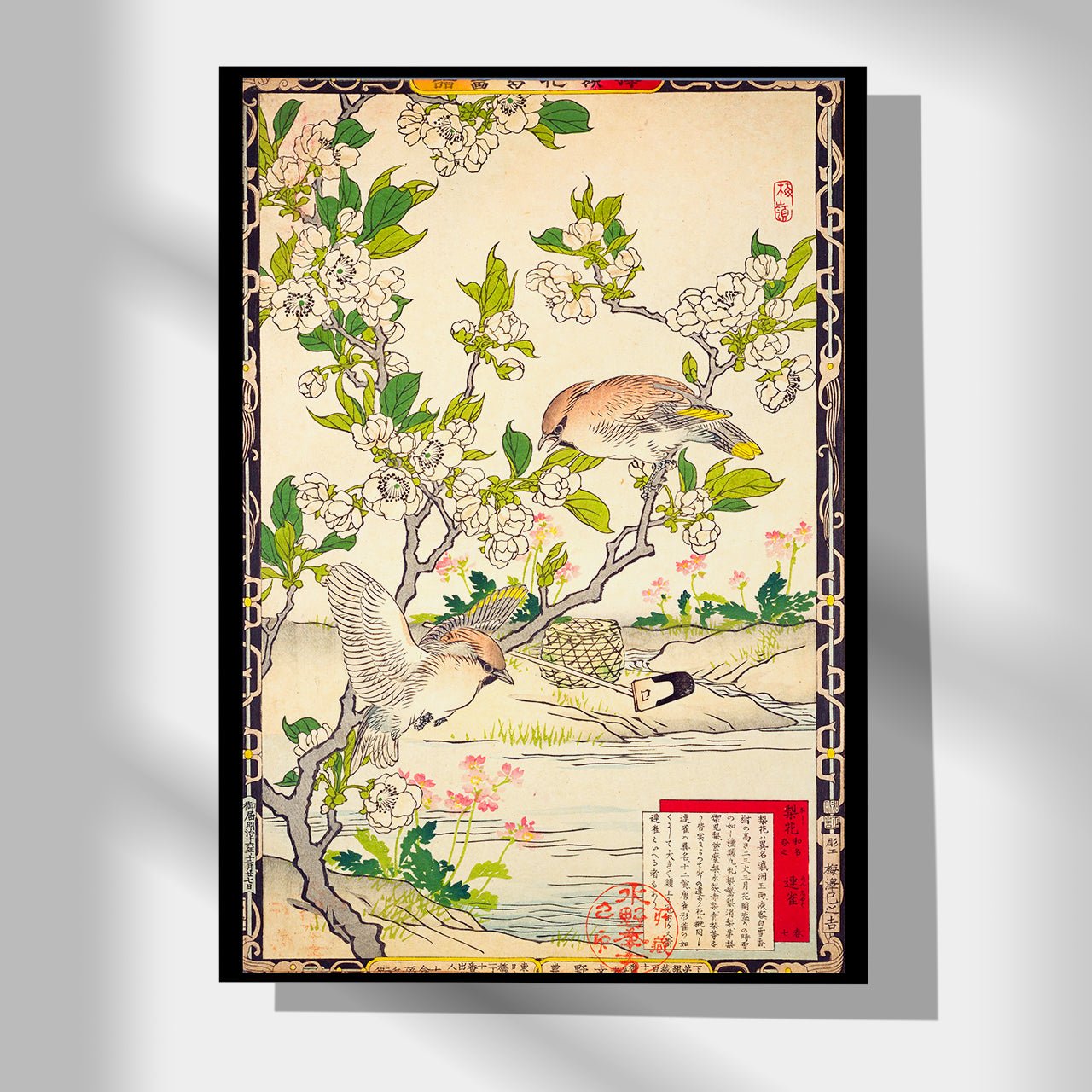 Pear Blossom and Cedar waxwing - Japonica Graphic