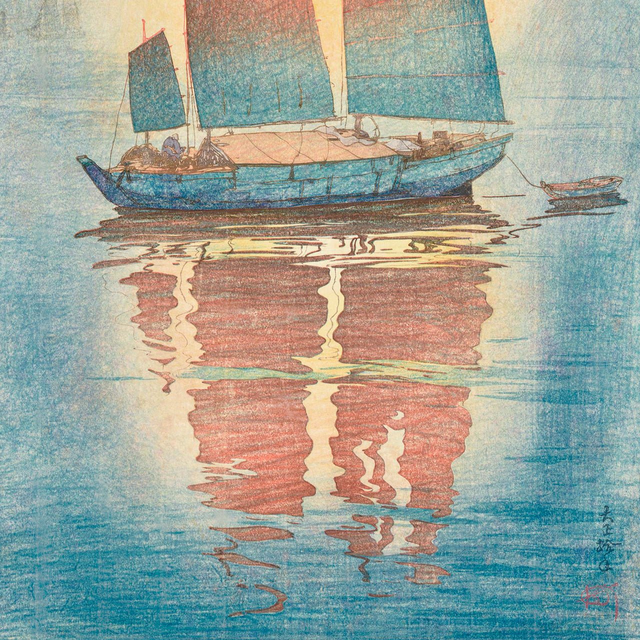 Sailboat, morning fog - Japonica Graphic