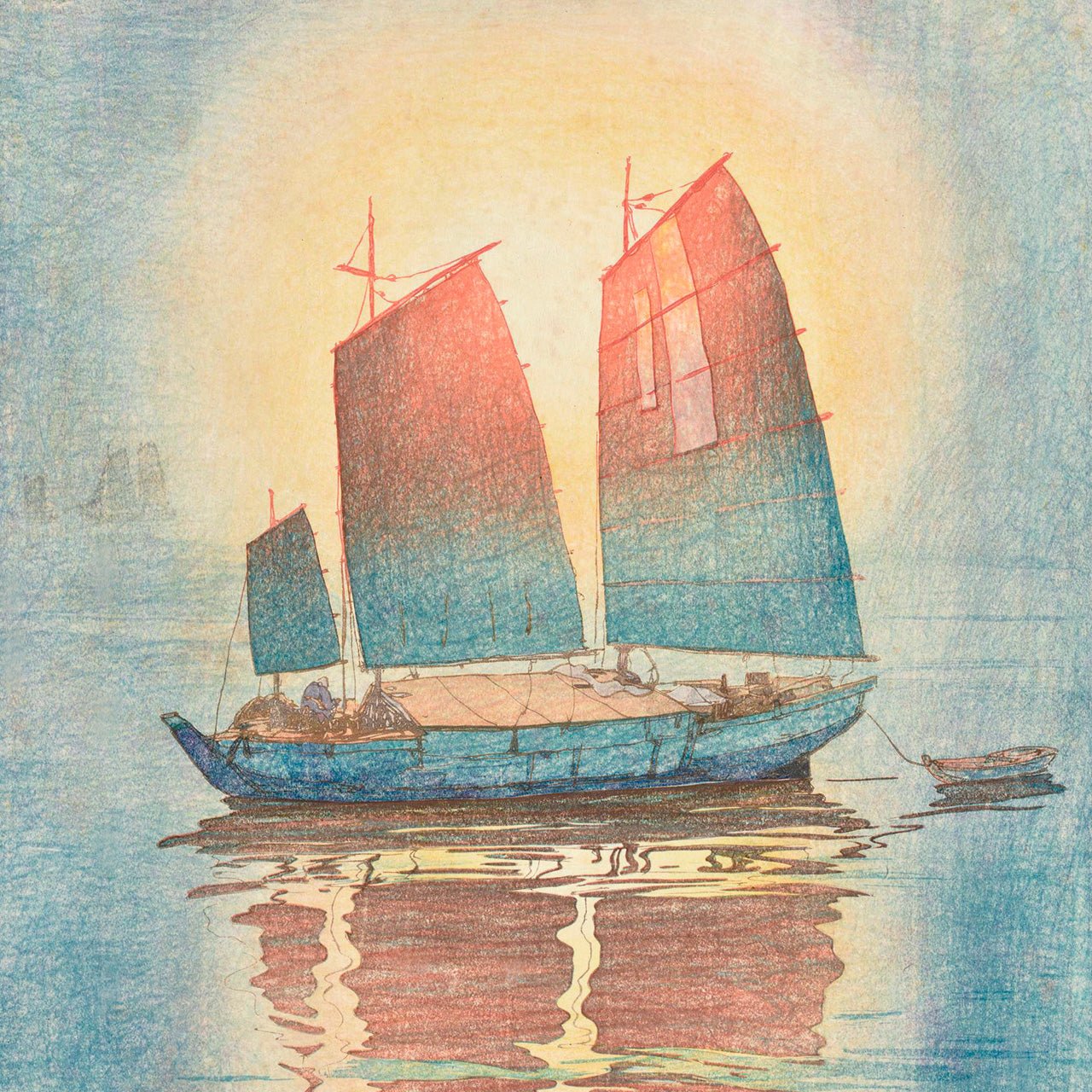 Sailboat, morning fog - Japonica Graphic