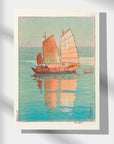 Sailboat, setting sun - Japonica Graphic