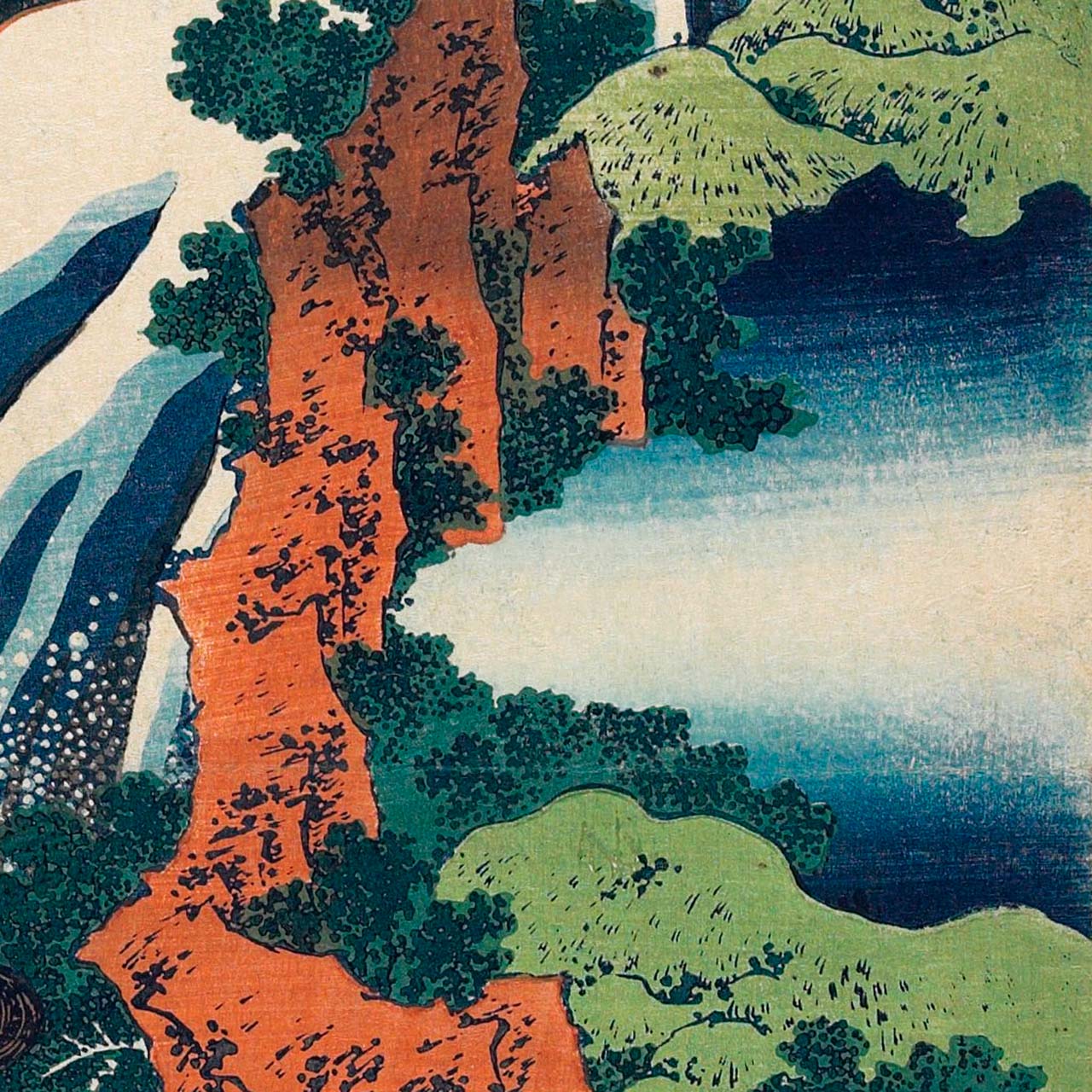 The Waterfall Where Yoshitsune Washed His Horse at Yoshino in Yamato Province - Japonica Graphic