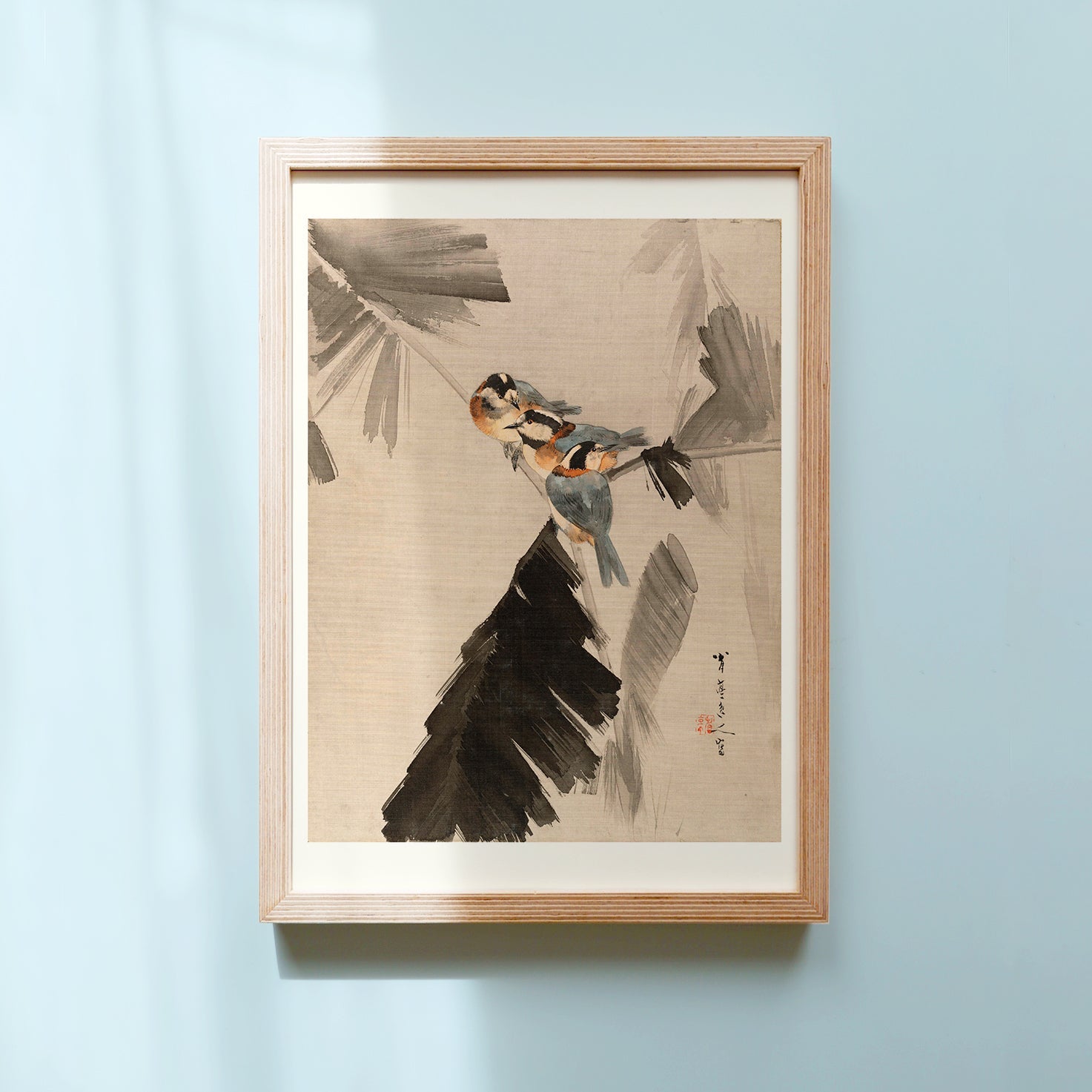 Three Birds on Branch - Japonica Graphic