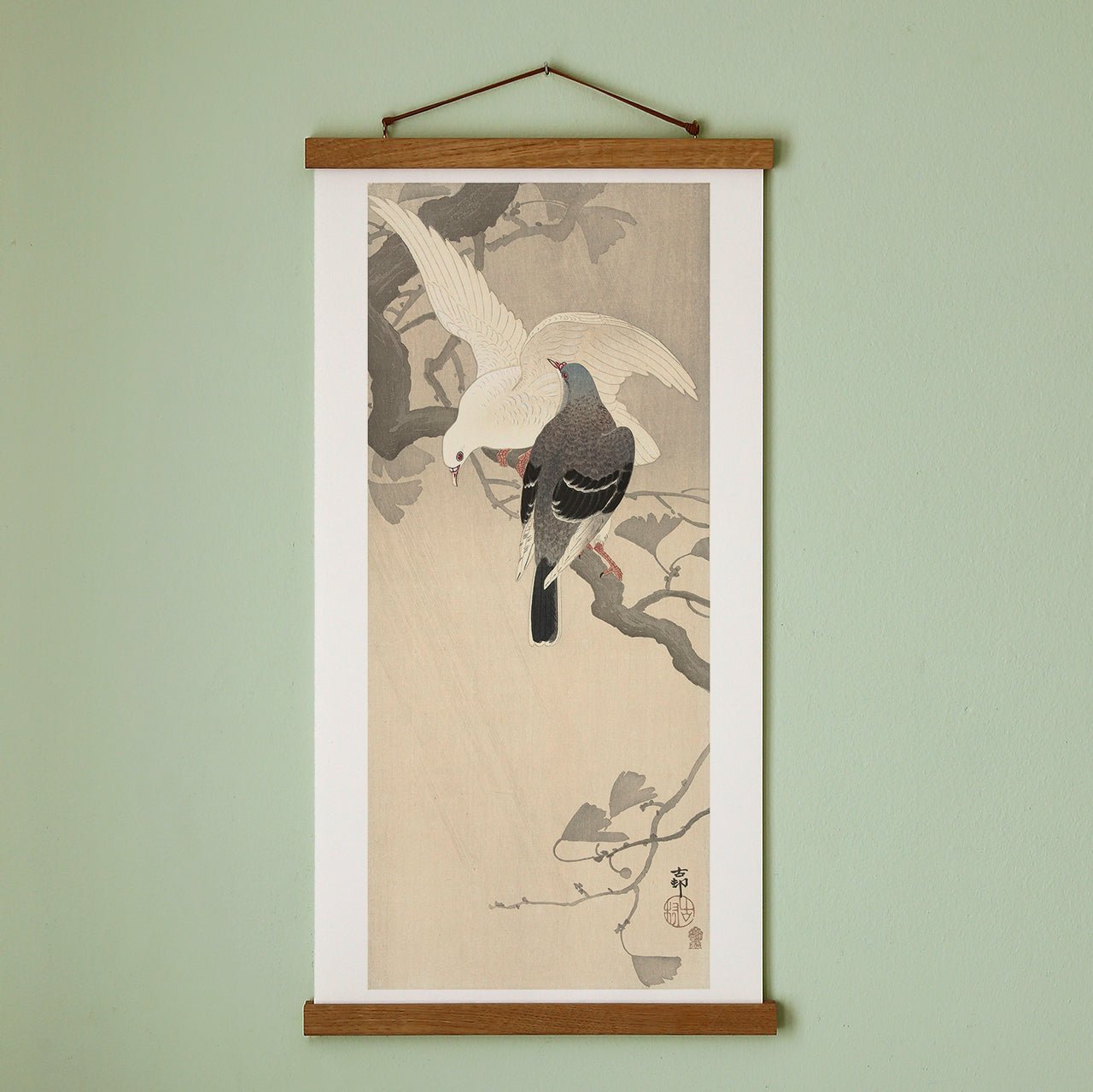 Two doves on a branch - Japonica Graphic