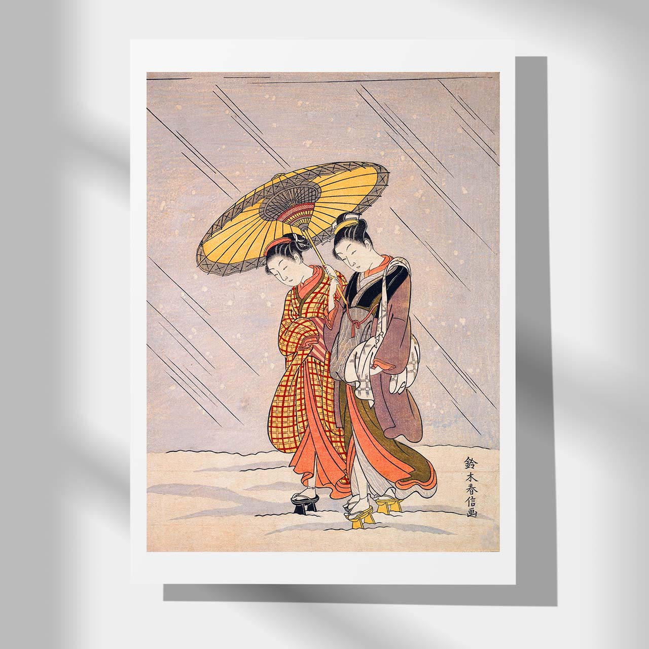 Two Women in a Storm - Japonica Graphic