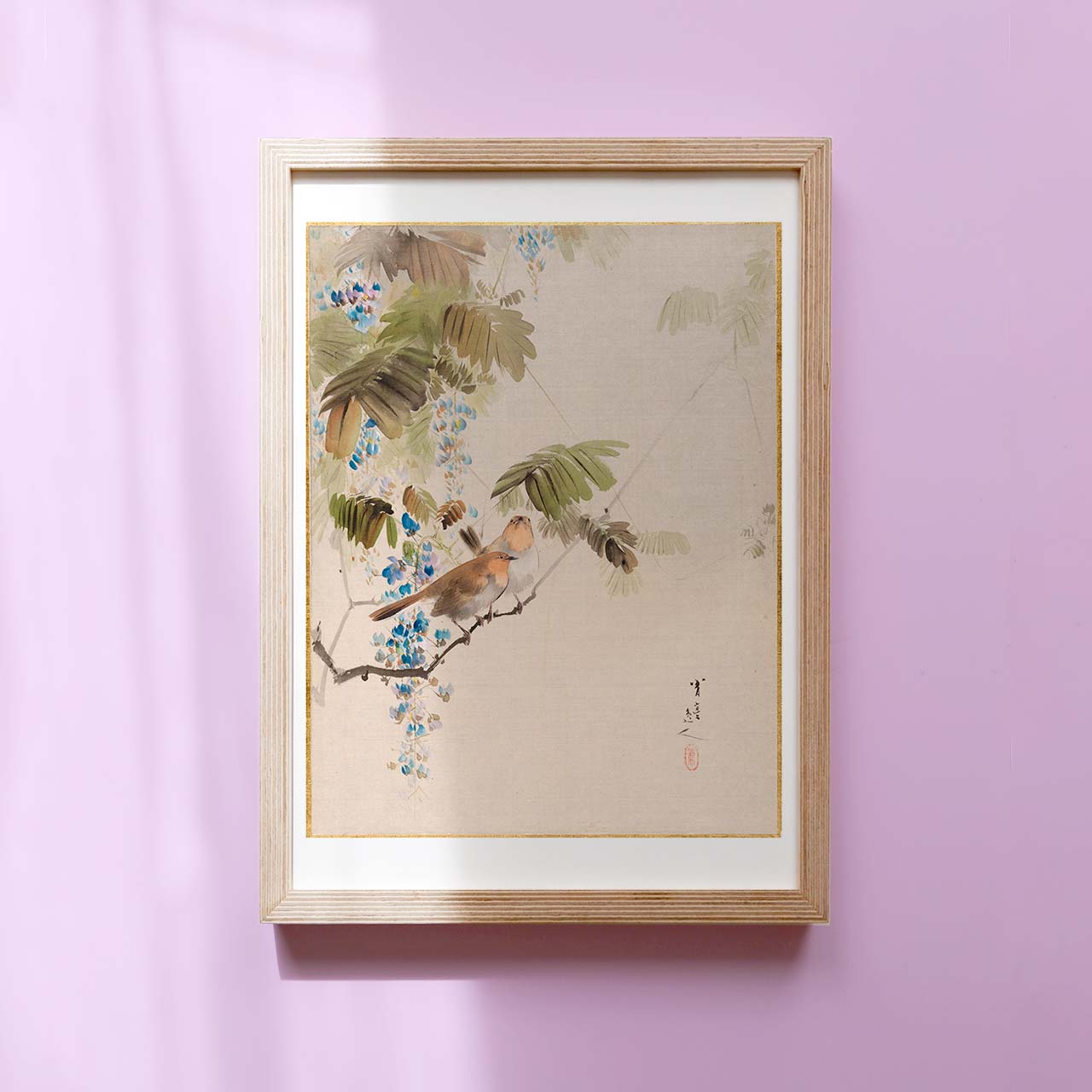 Wisteria and small birds - Japonica Graphic