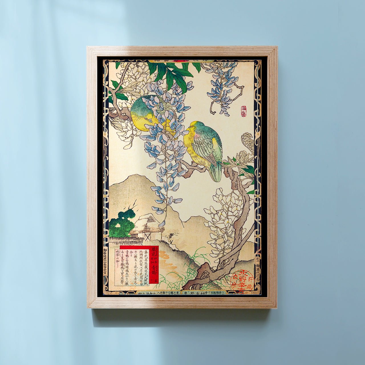 Wisteria flower and pigeon - Japonica Graphic