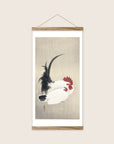 Rooster and Hen – Ohara Koson art print 30 x 60 cm with wooden poster hanger