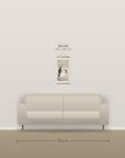 Rooster and Hen – size comparison, 30 x 60 cm above a 210 cm sofa