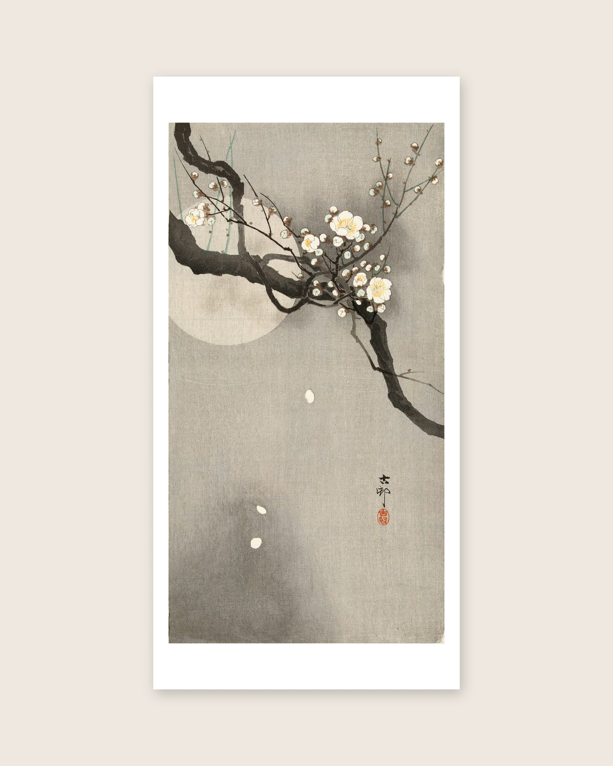 Plum blossom and full moon – Ohara Koson art print 30 x 60 cm