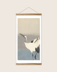Two cranes – Ohara Koson art print 30 x 60 cm with wooden poster hanger