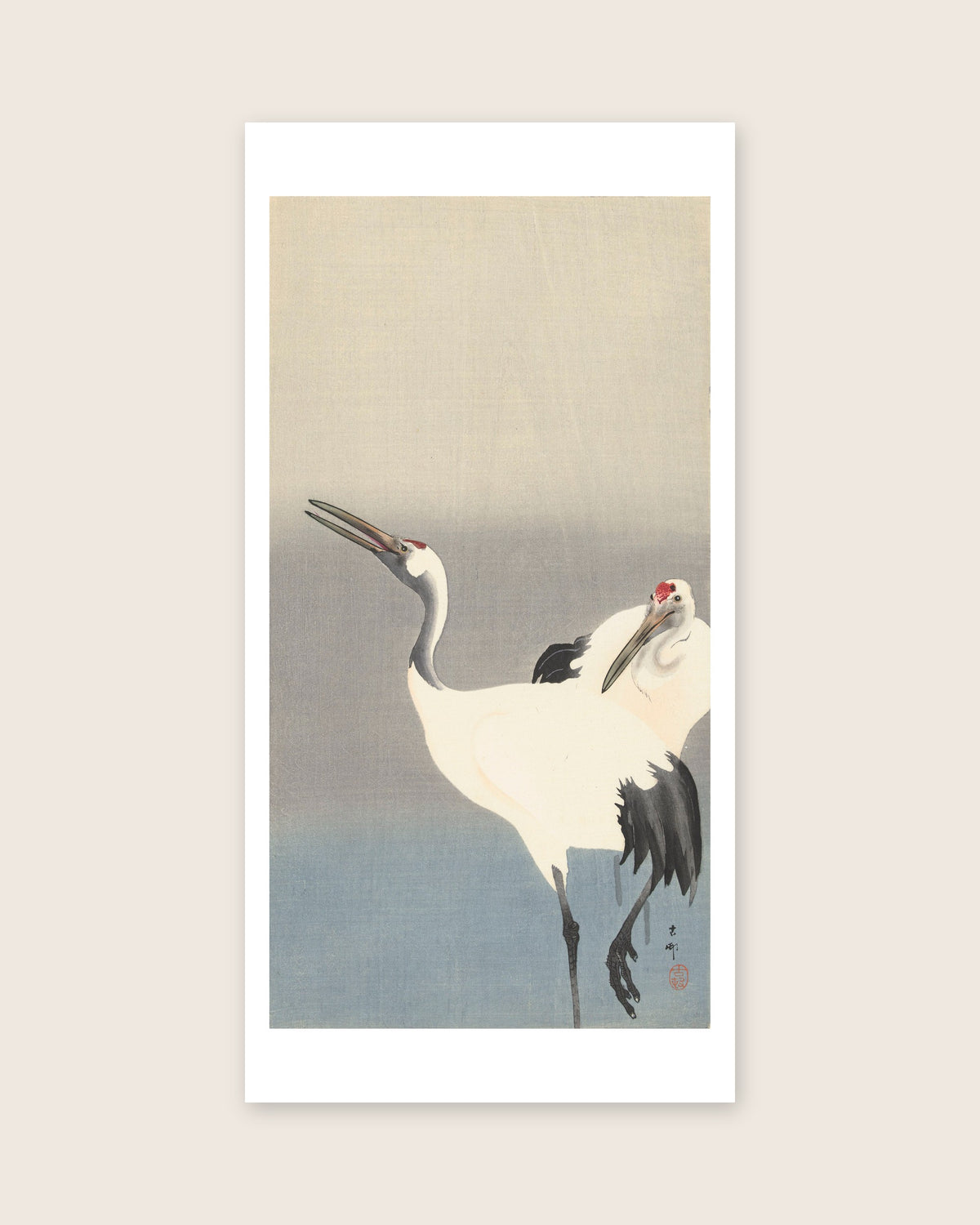 Two cranes – Ohara Koson art print 30 x 60 cm