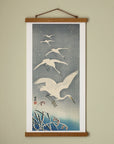 Descending egrets in snow - Japonica Graphic
