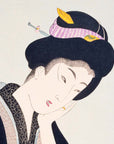 Lady reading newspaper - Japonica Graphic