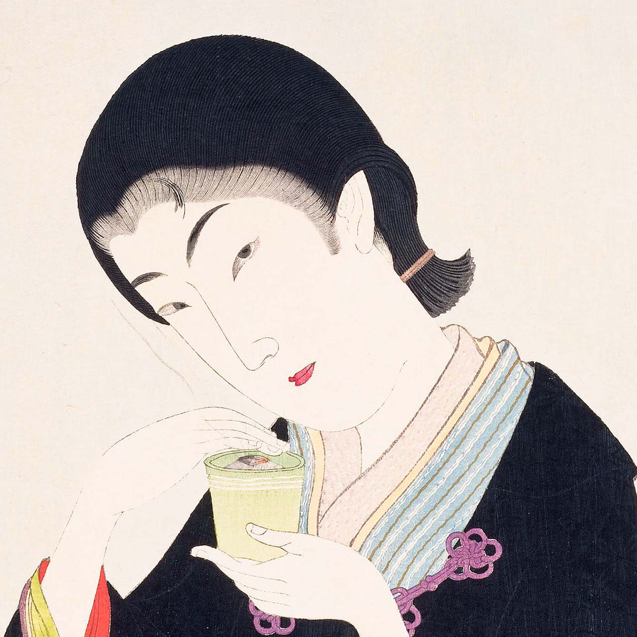 Lady smelling incense - Japonica Graphic