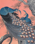 Two Peacocks on Tree Branch - Japonica Graphic
